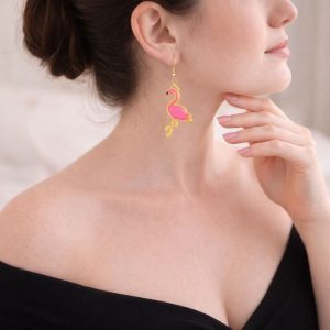 boucle oreille flamant rose