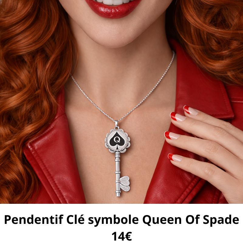 pendentif clé queen of spade