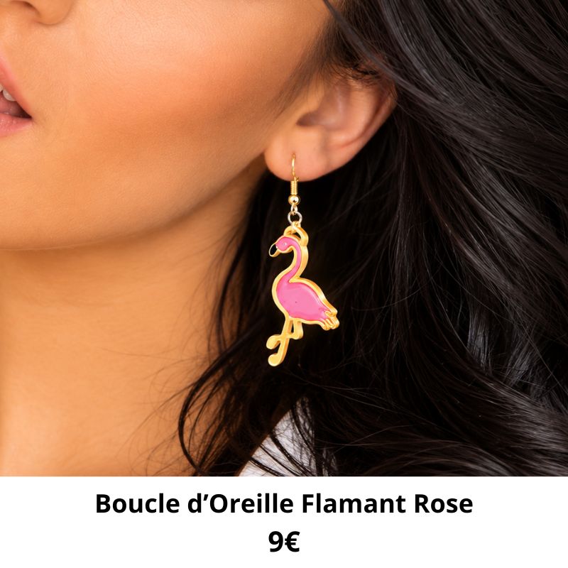 boucle oreille flamant rose