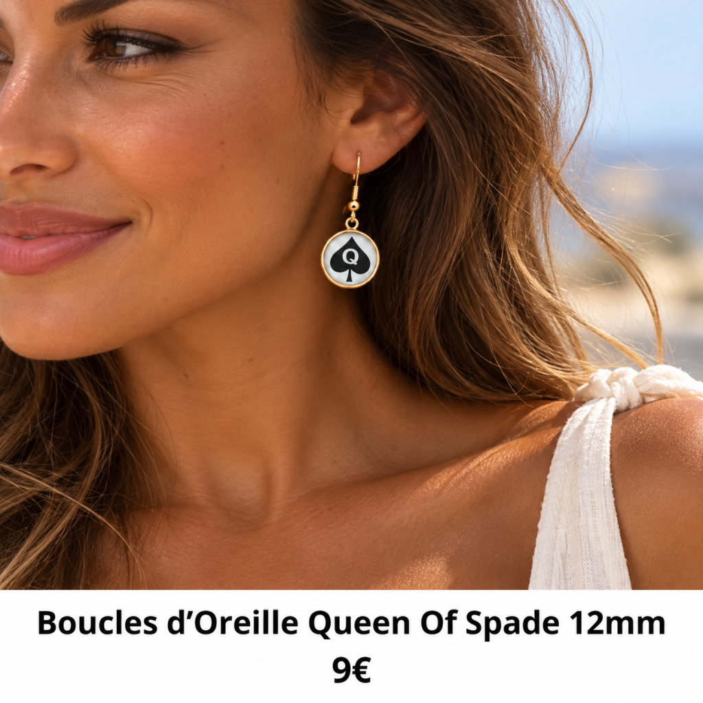 boucle oreille queen of spade