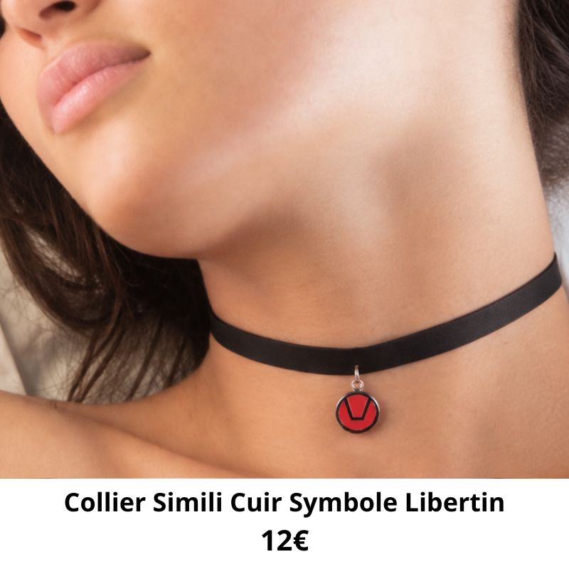 collier simili cuir symbole libertin