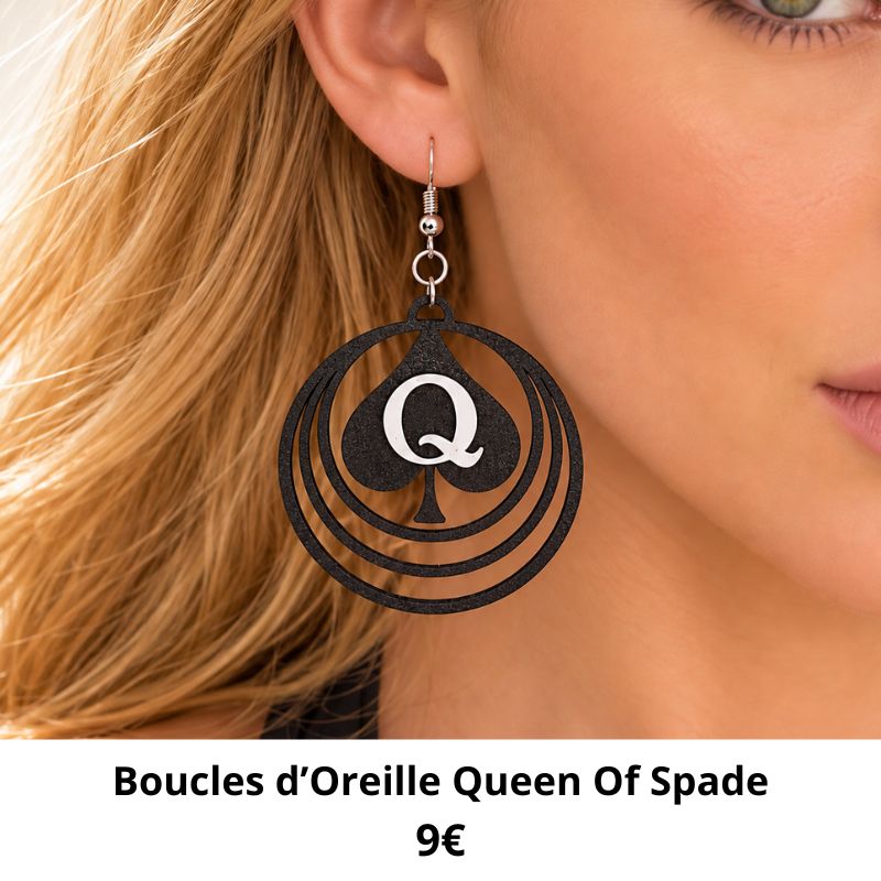 boucle oreille queen of spade